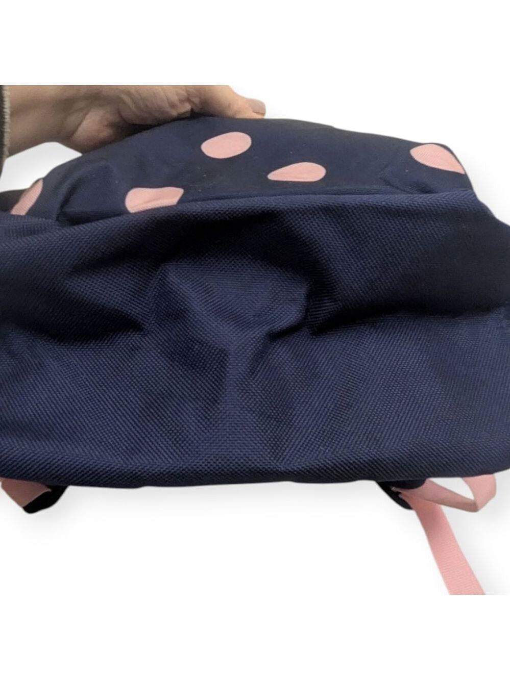 Lands End Backpack Medium Navy Pink Polka Dot - Picture 9 of 13
